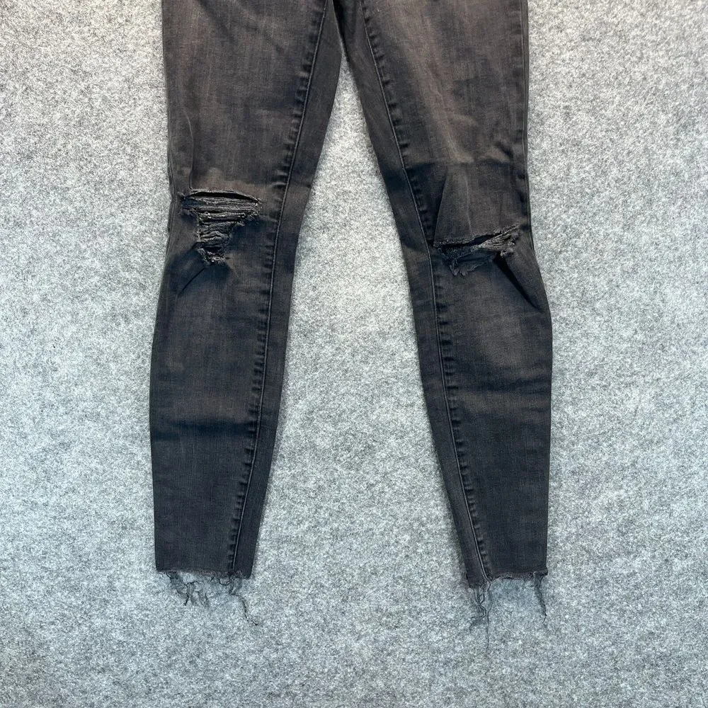 Madewell Jeans Women's 26‎ 9 Inch HIgh Rise Black Distressed Raw Hem Denim
